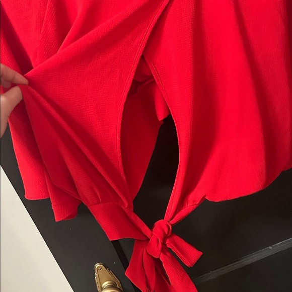 Red Tie-Front Kimono Top - Picture 3 of 3